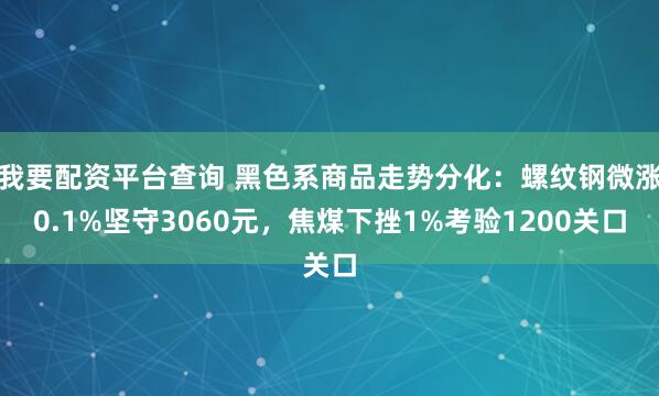 我要配资平台查询 黑色系商品走势分化：螺纹钢微涨0.1%坚守3060元，焦煤下挫1%考验1200关口